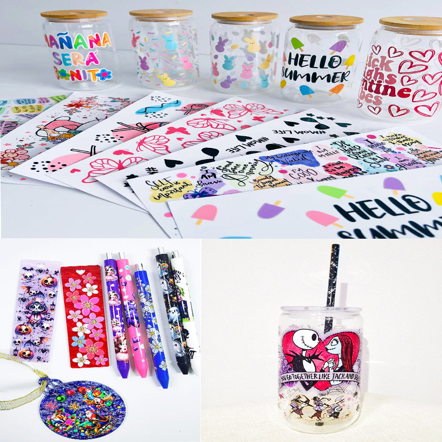 UV DTF 16oz wraps pen wraps decals for Glasses and Tumblers